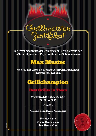 1011_Urkunde | Grillmeister-Zertifikat