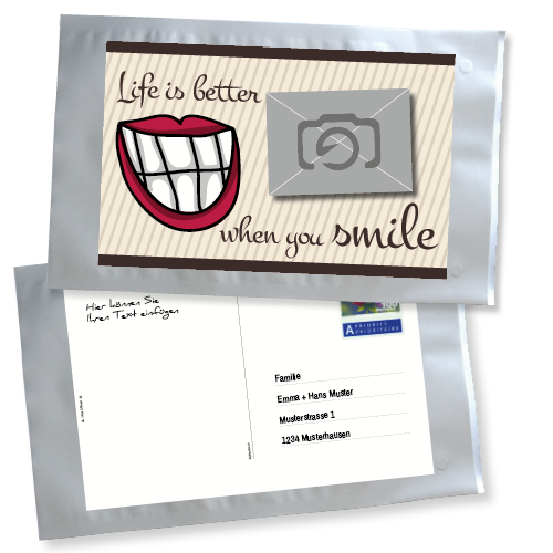 1001_Tee-Postkarte | Life is better when you smile