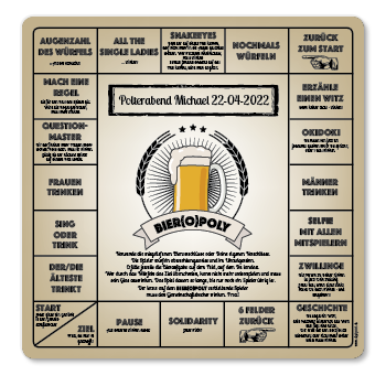 Bieropoly mit Foto ist ein lustiges Trinkspiel für Erwachsene