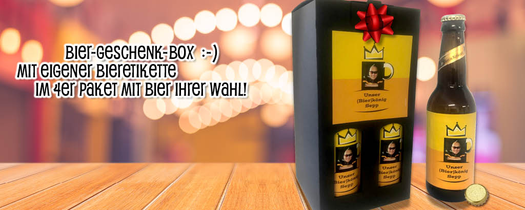 Bier-Geschenk-Box mit eigenen Bieretiketten