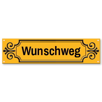 1017_Strassenschild Ornament gelb mit eigenem Namen oder Text