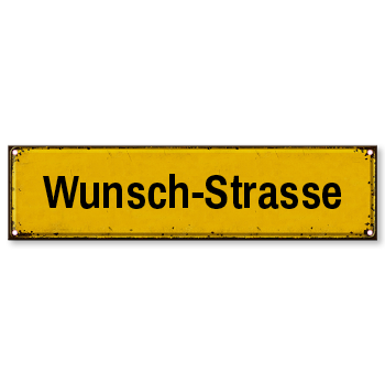 1018_Strassenschild Retro gelb mit eigenem Namen oder Text