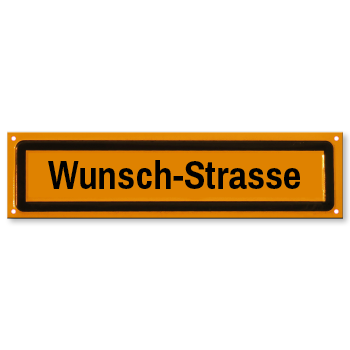 1024_Strassenschild orange breiter Rand mit eigenem Namen oder Text