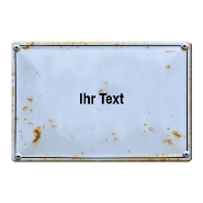 1066_Nostalgie-Blechschild | mit Rostflecken und Rahmen für eigenen Text