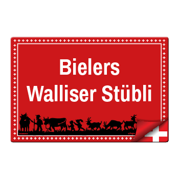 1077_Swissness-Blechschild typisch Schweiz mit eigenem Text