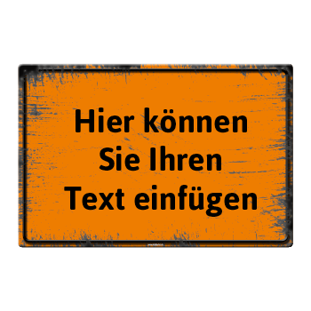 1084_Retro-Blechschild | orange grunge und eigenem Text