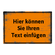 1084_Retro-Blechschild | orange grunge und eigenem Text