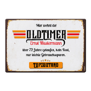 1091_Blechschild | Hier wohnt der Oldtimer, mit eigenem Namen