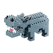 BRIXIES Mini-Bausatz Flusspferd/Hippo, 111 Bausteine, Level 1