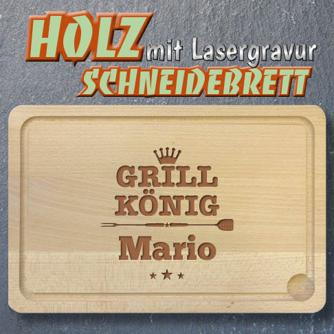 Holzschneidebrett lasergraviert mit Namen und Widmung