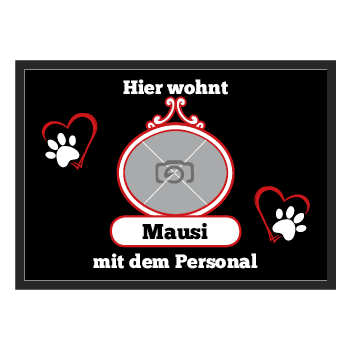 Fussmatte 1087 | Hier wohnt...Katze oder Hund...mit Personal