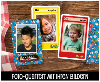 Foto-Quartett mit Foto individuell bedruckte als Geschenk für Kinder Foto-Quartett mit Foto individuell bedruckte als Geschenk für Kinder