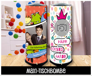 Tischbombe mit Foto individuell bedruckte als Geschenk für Kinder Tischbombe mit Foto individuell bedruckte als Geschenk für Kinder
