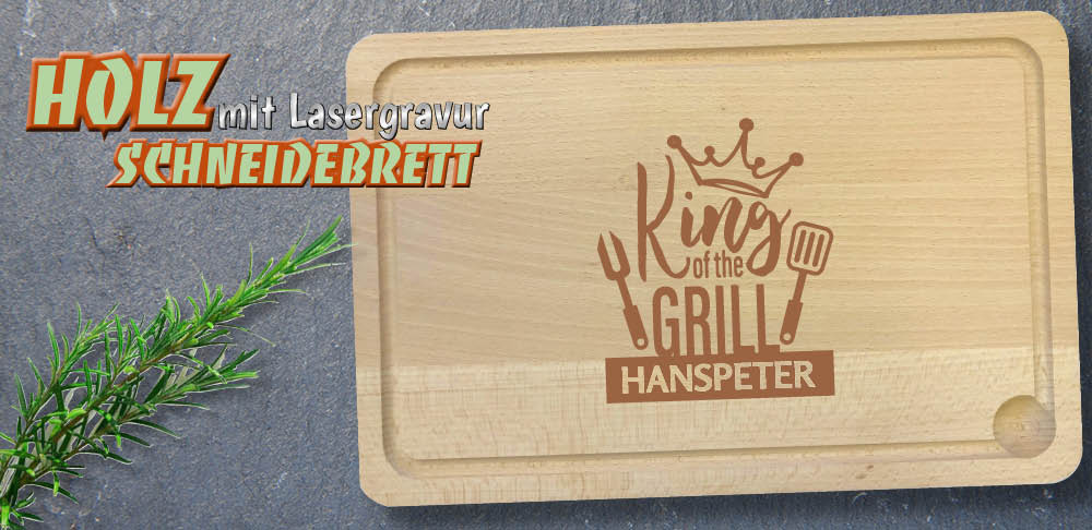 Männer kochen gerne - lasergraviertes Holzschneidebrett mit Lasergravur