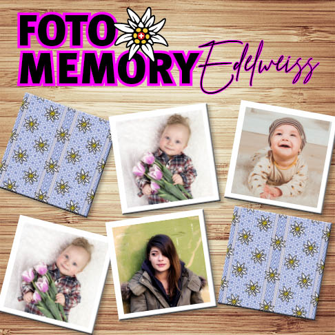 Fotomemory mit Edelweiss Hintergrund selber gestalten