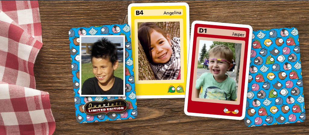 Online günstig Quartett-Spielkarten mit eigenen Fotos und Text gestalten