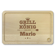 Holz Schneidebrett/Grillbrett mit Gravur - 1007 | Grillkönig