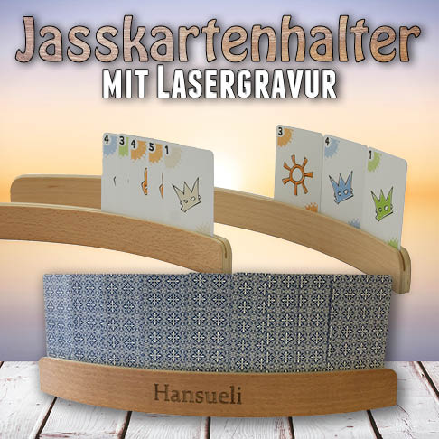 Jasskartenhalter mit Ihrem Namen graviert Jasskartenhalter mit Ihrem Namen graviert
