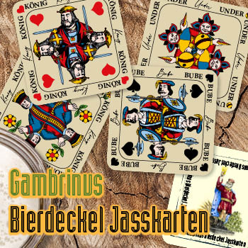 Gambrinus Jass-Bierdeckel - der ultimative Partyspass