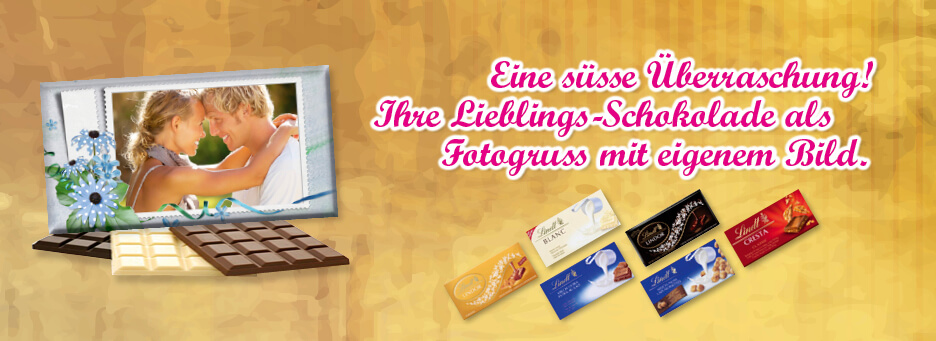 Personalisierte Schokolade von Lindt mit Foto und Sprüchen bedrucken