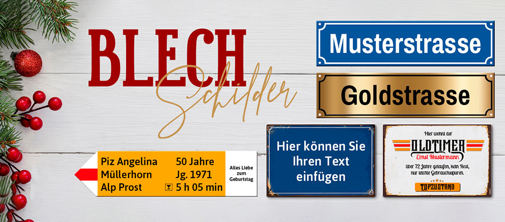 Blechschilder mit eigenem Namen und Design selber gestalten