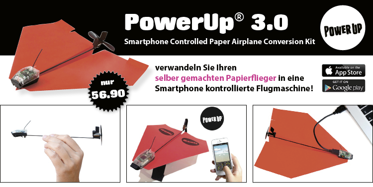 PowerUp verwandet Ihren selber gemachten Papierflieger in eine Smartphone kontrollierte Flugmaschine!