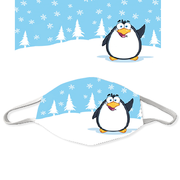 Mehrweg-Schutzmaske 1049 | Pinguin im Schnee