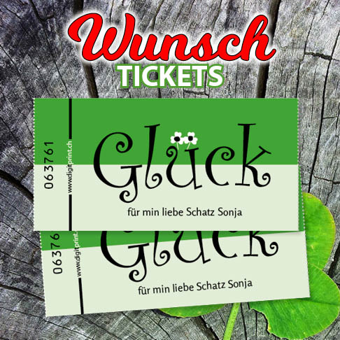 Glückstickets und Wunschtickets mit eigenen Texten selber gestalten