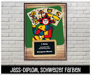 Jassdiplom mit Schweizer Motiven