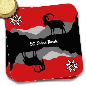 Bierdeckel 1212 | Steinbock mit Edelweiss