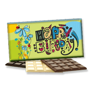 Foto-Schokolade blumiges Happy Birthday