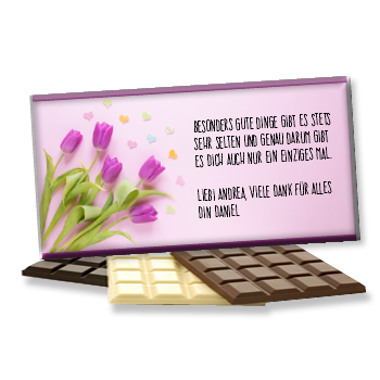 Muttertags-Schokolade - Tulpen und Herzen