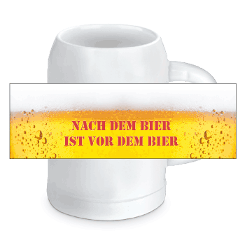 Der Bierkrug mit dem klassischen Biermotiv.