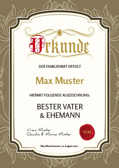 1001_Urkunde | Bester Vater