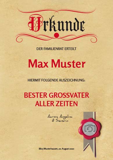 1004_Urkunde | Beste Grossmutter/Grossvater