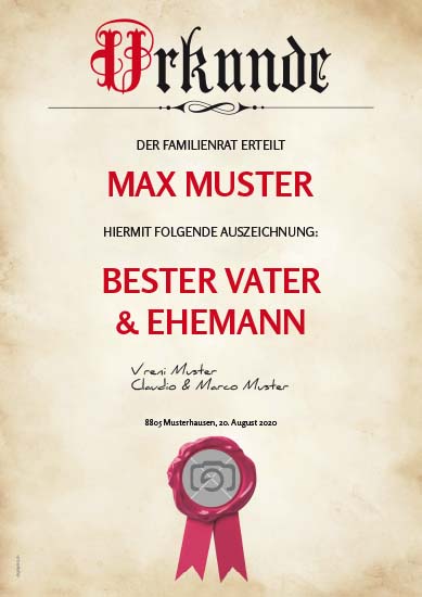 1014_Urkunde | Bester Vater