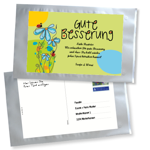 1027_Tee-Postkarte | Gute Besserung, mit Blumen