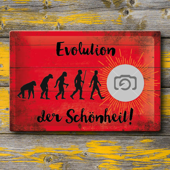 1049_Blechschild | Evolution der Schönheit