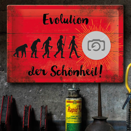 1049_Blechschild | Evolution der Schönheit