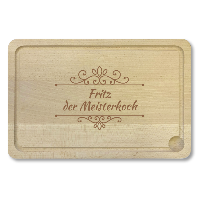 Holz Schneidebrett/Grillbrett mit Gravur - 1001 | Meisterkoch