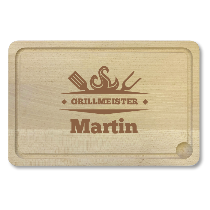 Holz Schneidebrett/Grillbrett mit Gravur - 1006 | Grillmeister