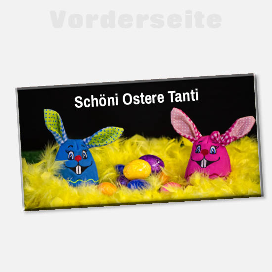 Oster-Foto-Schokolade 1187 | Bunte Osterhasen