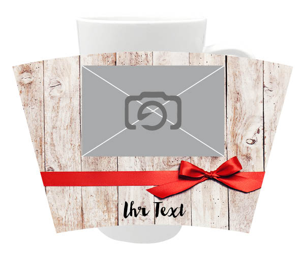 1003_Latte-Macchiato-Fototasse mit roter Geschenkschlaufe