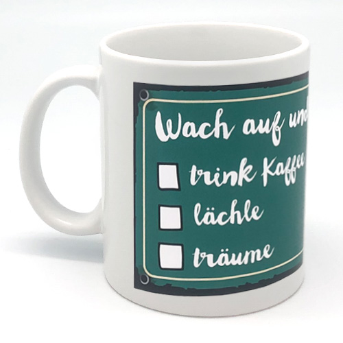 1041_Fototasse Teetasse | Wach auf und trink Kaffee