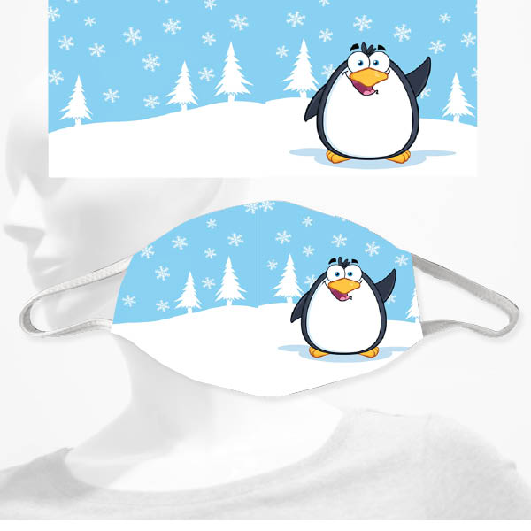 Mehrweg-Schutzmaske 1049 | Pinguin im Schnee