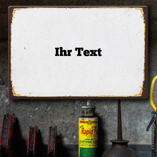 1067_Nostalgie-Blechschild | mit rostigem Rahmen und eigenem Text