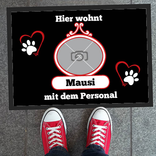 Fussmatte 1087 | Hier wohnt...Katze oder Hund...mit Personal