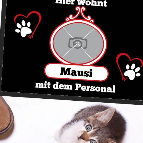 Fussmatte 1087 | Hier wohnt...Katze oder Hund...mit Personal