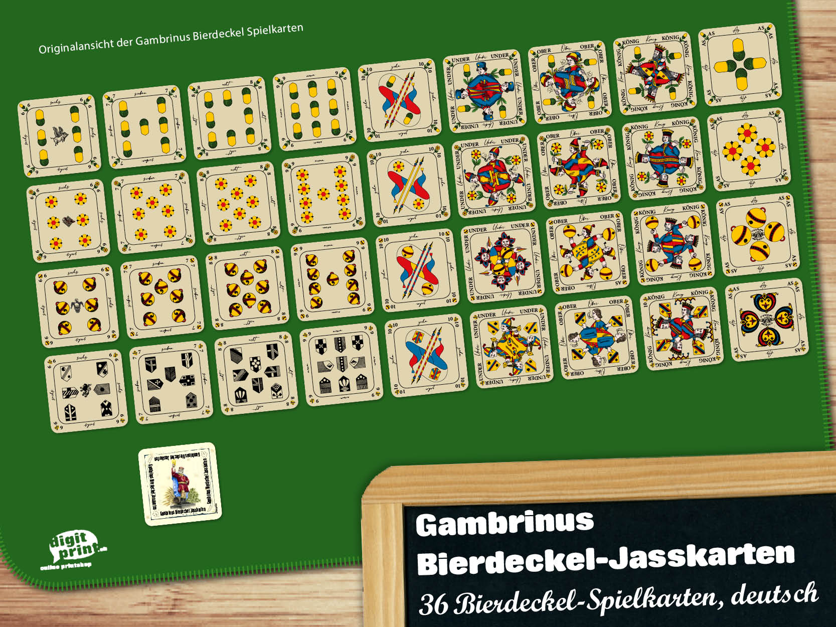 Bierdeckeljasskarten Gambrinus mit personalisierter Rückseite