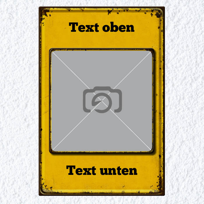 1074_Nostalgie-Blechschild mit Rostflecken-Optik und eigenem Text und Bild